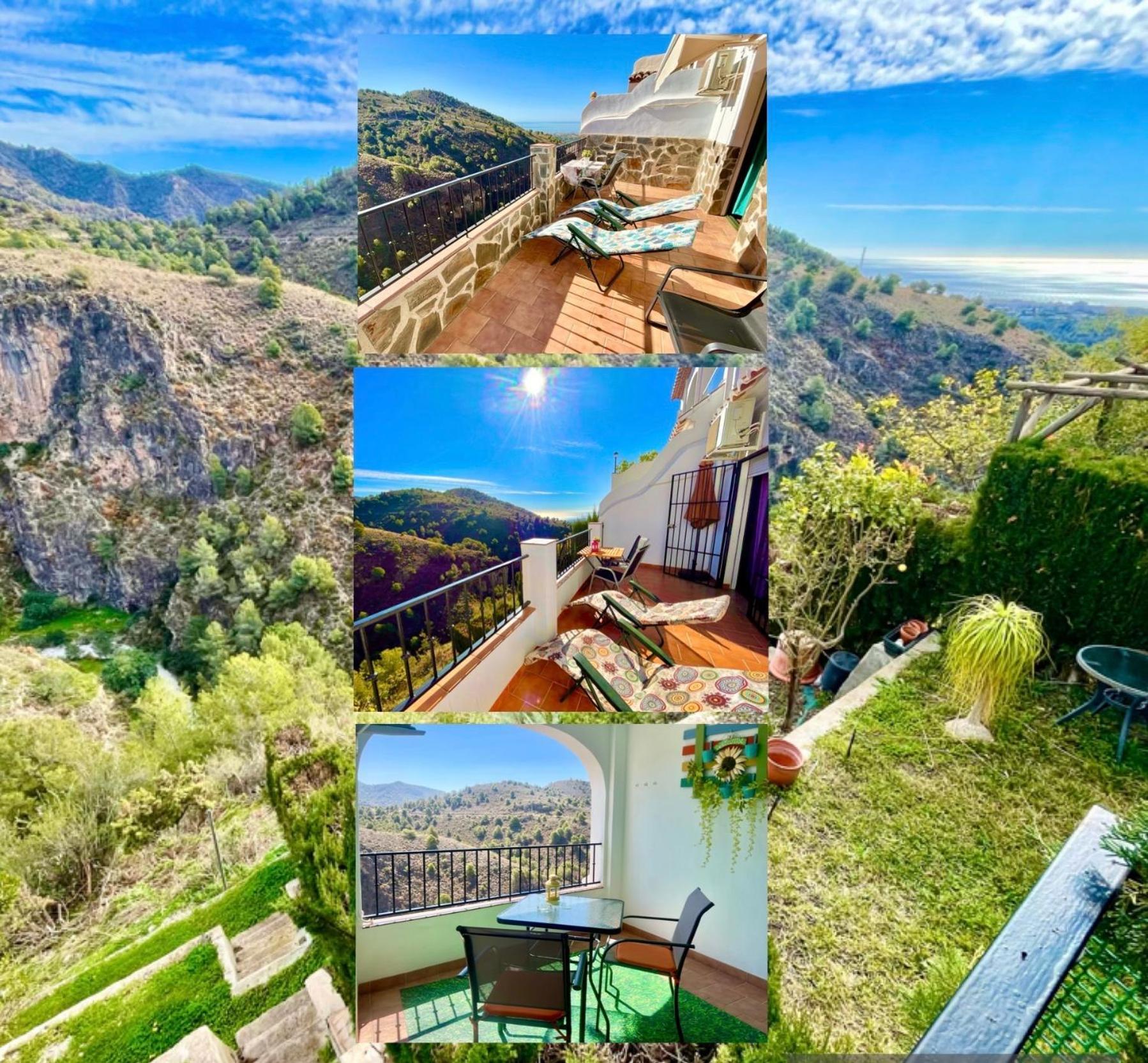 Apartamentos Axarquia , Frigiliana, Terraza Privada Con Vistas A La Montana Rio Y Al Mar Exterior foto